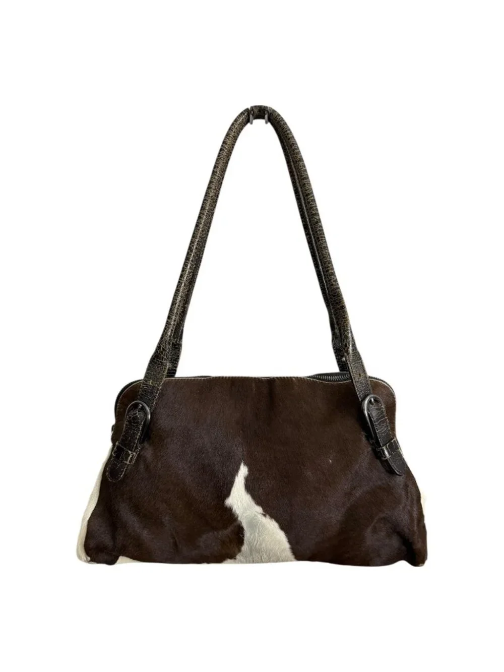 Miu Miu Cow Print Calf Hair Leather Shoulder Bag Slouchy Animal Print Maximalist
